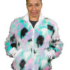 Multicolores Jacket with White Knit Fabric-FRONT Multicolor Faux Fur Jacket