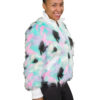 Multicolores Jacket with White Knit Fabric-QTR RGT FRONT Multicolor Faux Fur Jacket