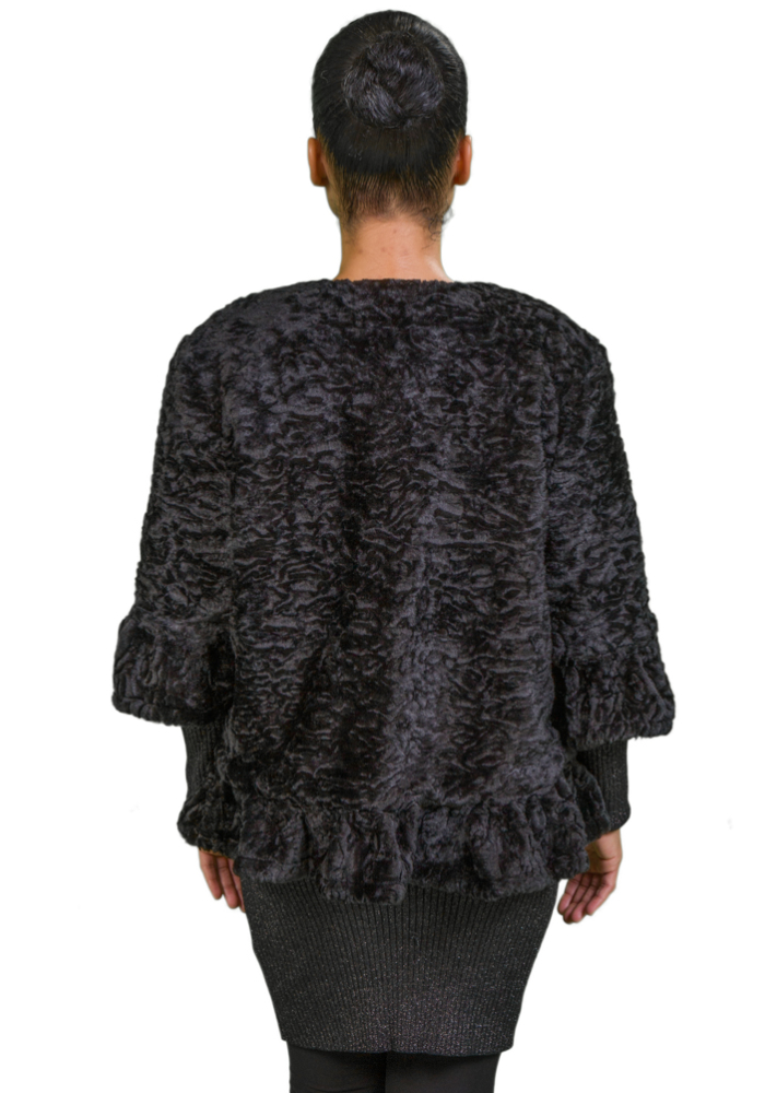 Persian Lamb Faux Fur  Cropped Jacket