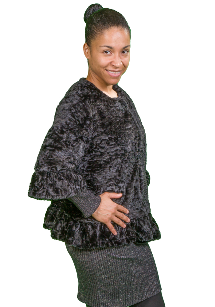 Persian Lamb Faux Fur  Cropped Jacket