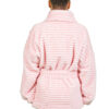 Pink Rabbit Faux Fur Coat-PINK-BACK Pink Ribbed Rabbit Faux Fur Coat