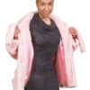 Pink Rabbit Faux Fur Coat-PINK-FRONT-OPEN Pink Ribbed Rabbit Faux Fur Coat