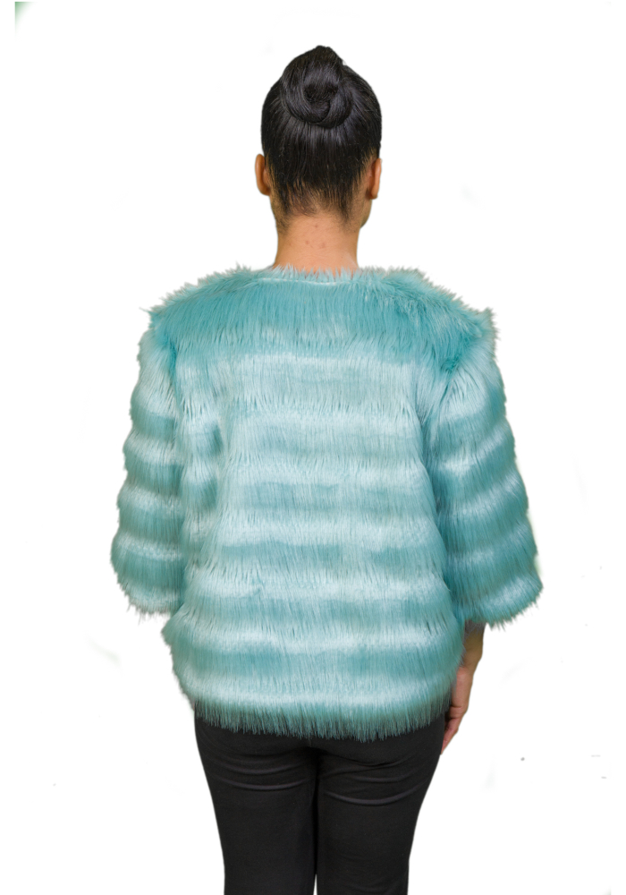 Raven Faux Fur Jacket-BACK Cropped Raven Faux Fur Jacket