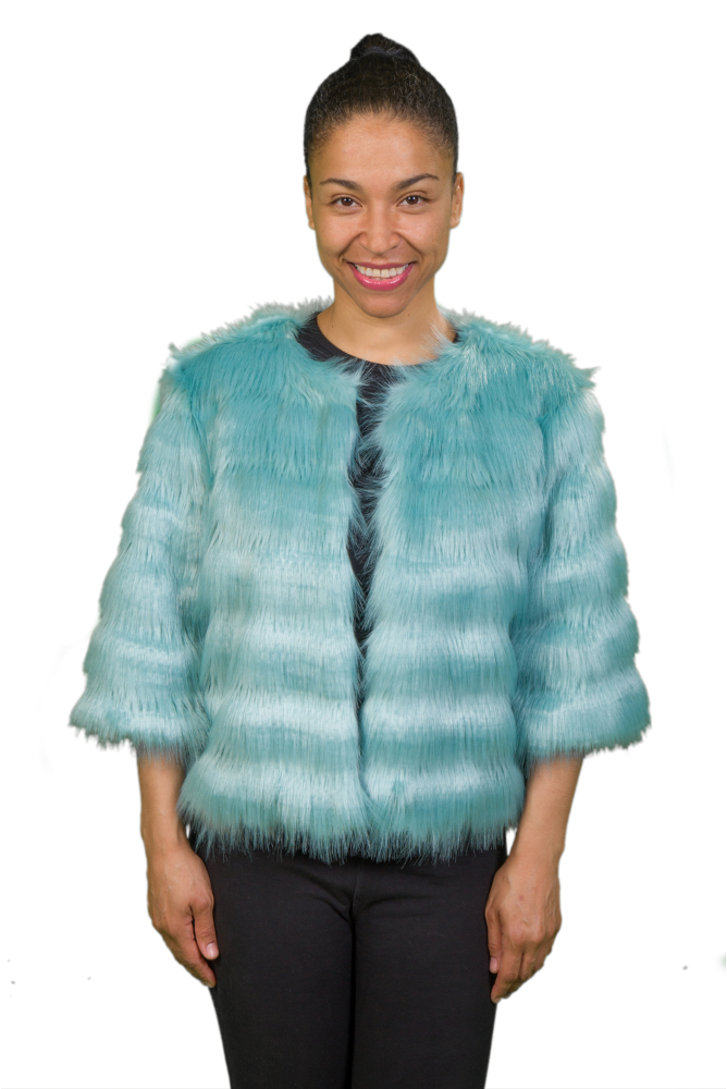 Raven Faux Fur Jacket-FRONT Cropped Raven Faux Fur Jacket