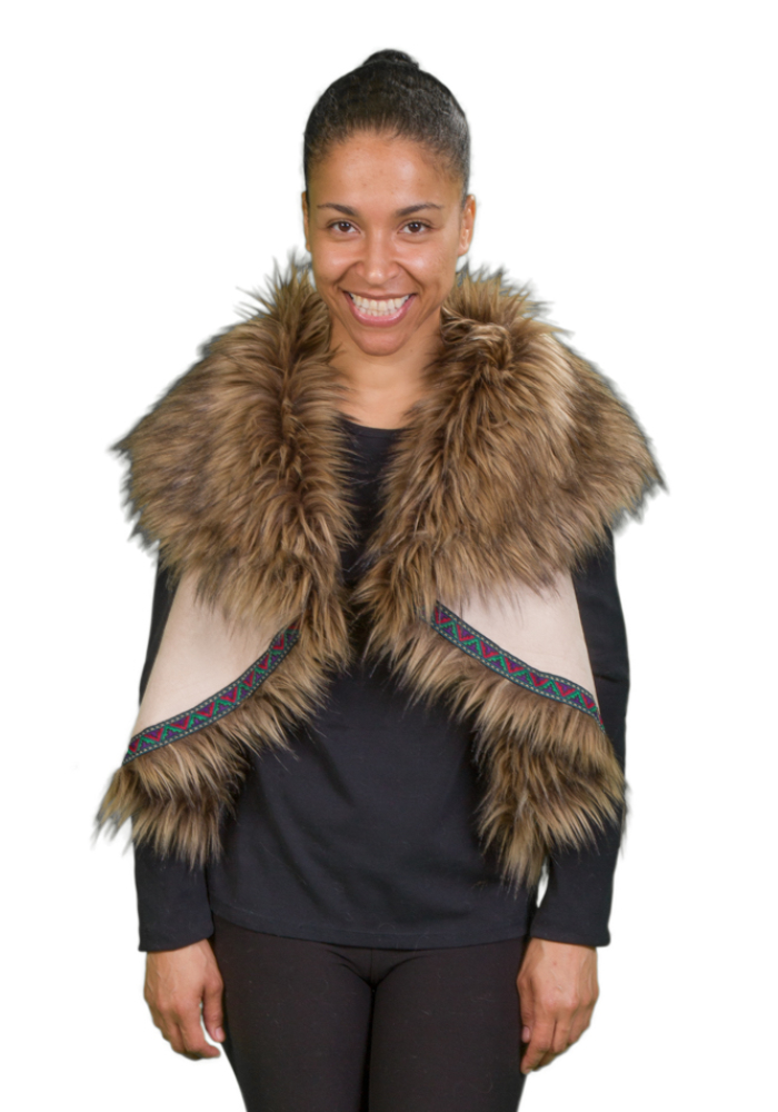Coyote and Suede Faux Fur Vest
