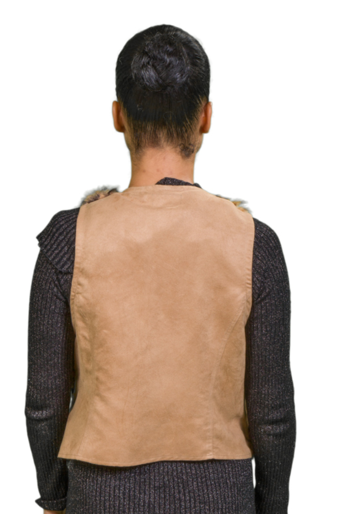Vest Leopard-Suede Faux-BACK Leopard Faux Fur Vest