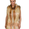Gold tail fox faux fur long vest