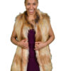 Gold tail fox faux fur long vest