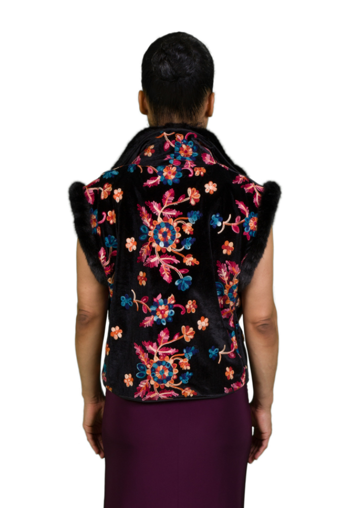 Embroidered Velvet Vest