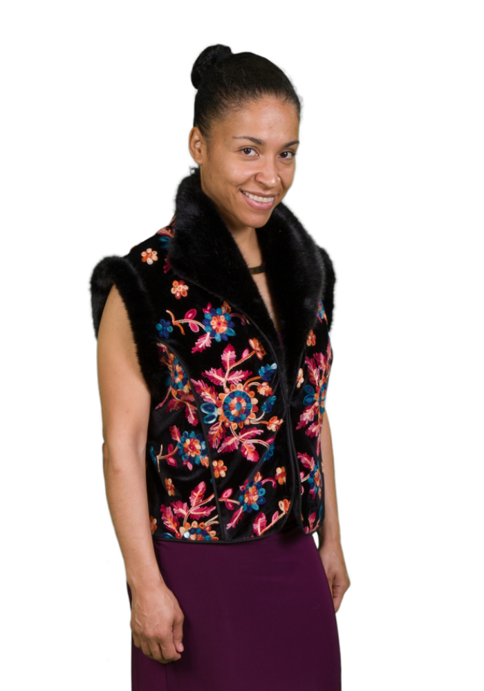 Embroidered Velvet Vest