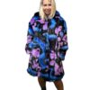 Multicolor Abstract Pattern Faux Fur Coat