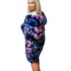 Multicolor Abstract Pattern Faux Fur Coat