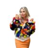 Multicolor Faux Fur Bomber Jacket