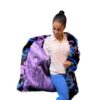 Multicolor Abstract Pattern Faux Fur Coat