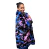 Multicolor Abstract Pattern Faux Fur Coat