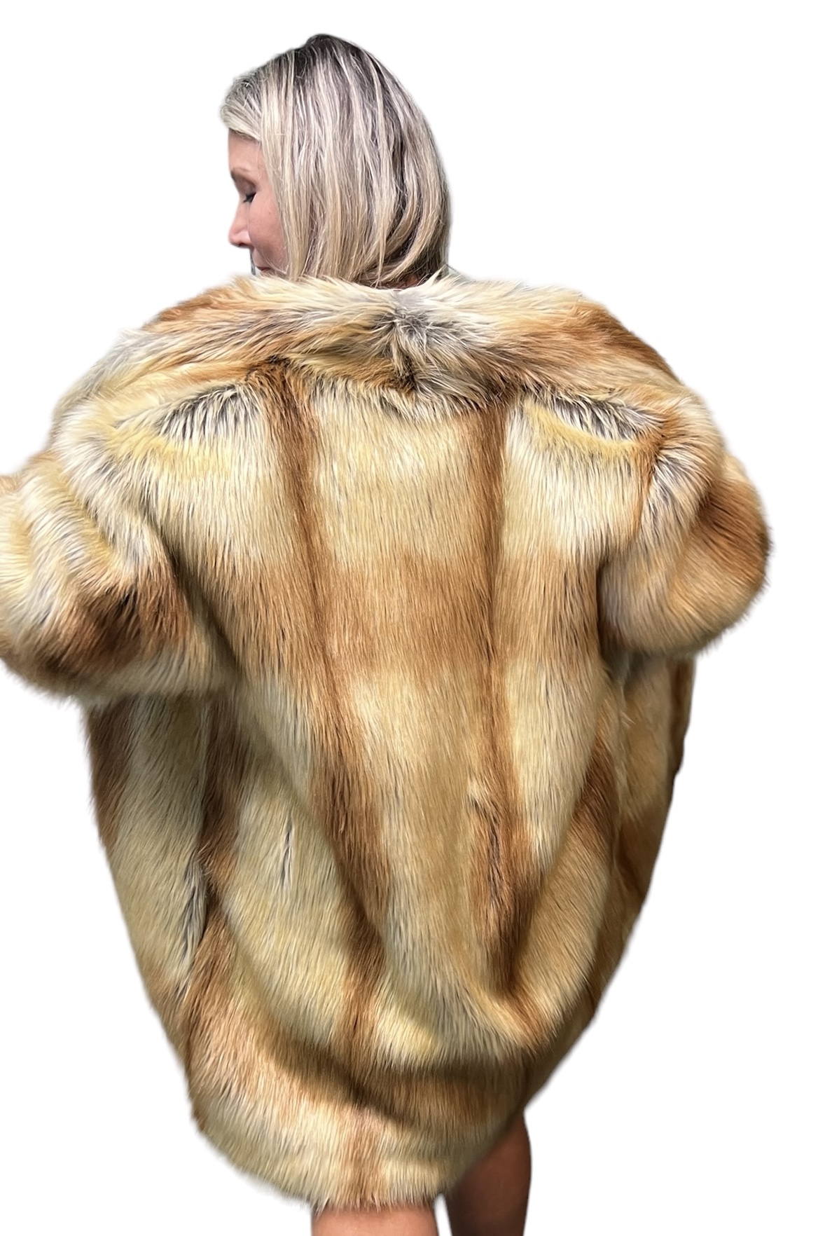 Golden Tail Faux Fur Fox Coat