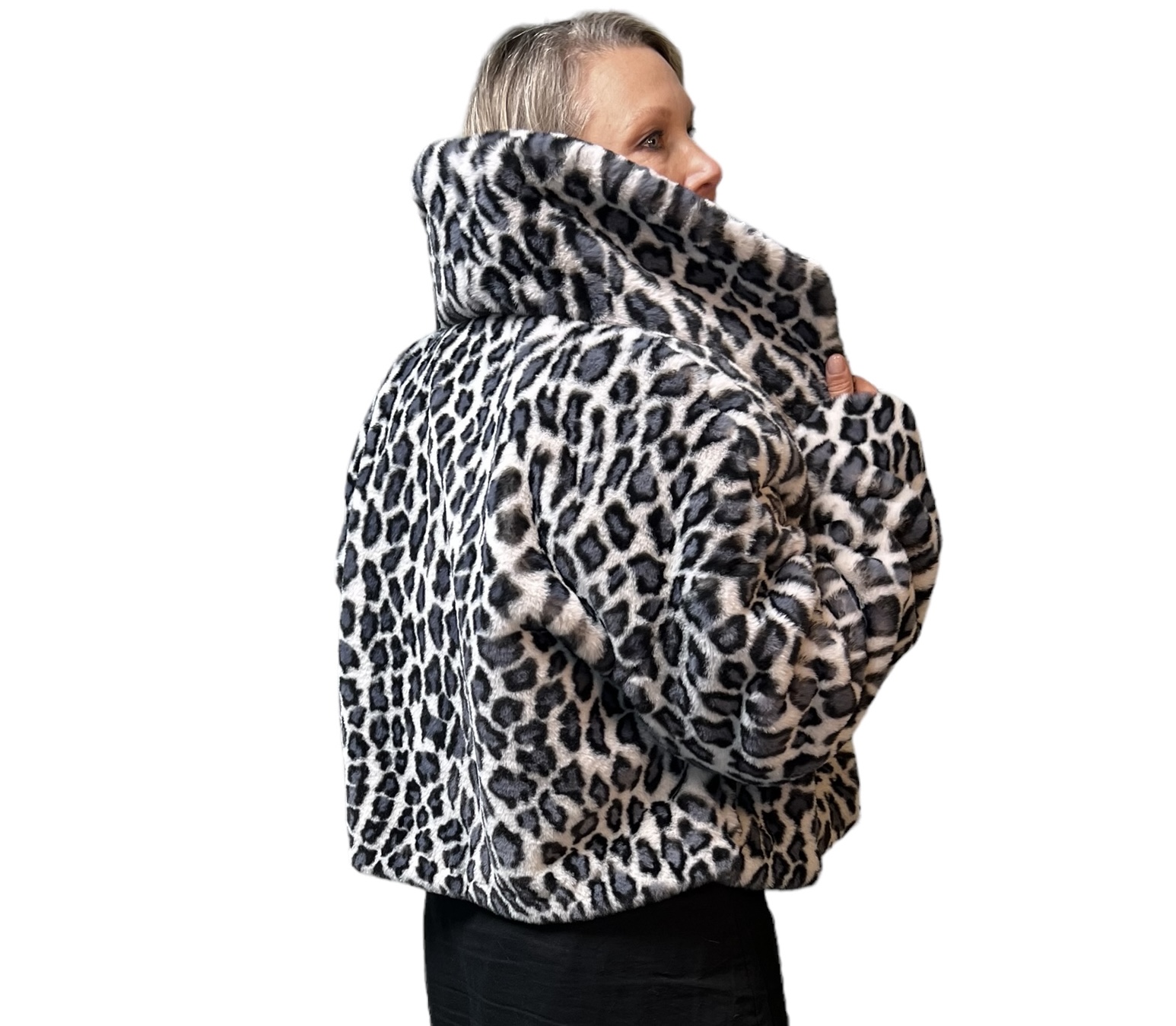 Leopard Faux Fur Cropped Jacket