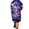 Multicolor Abstract Pattern Faux Fur Coat