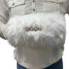 White Faux Fox Kids Vest With Decorated Muff