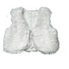 White Faux Fox Kids Vest With Decorated Muff