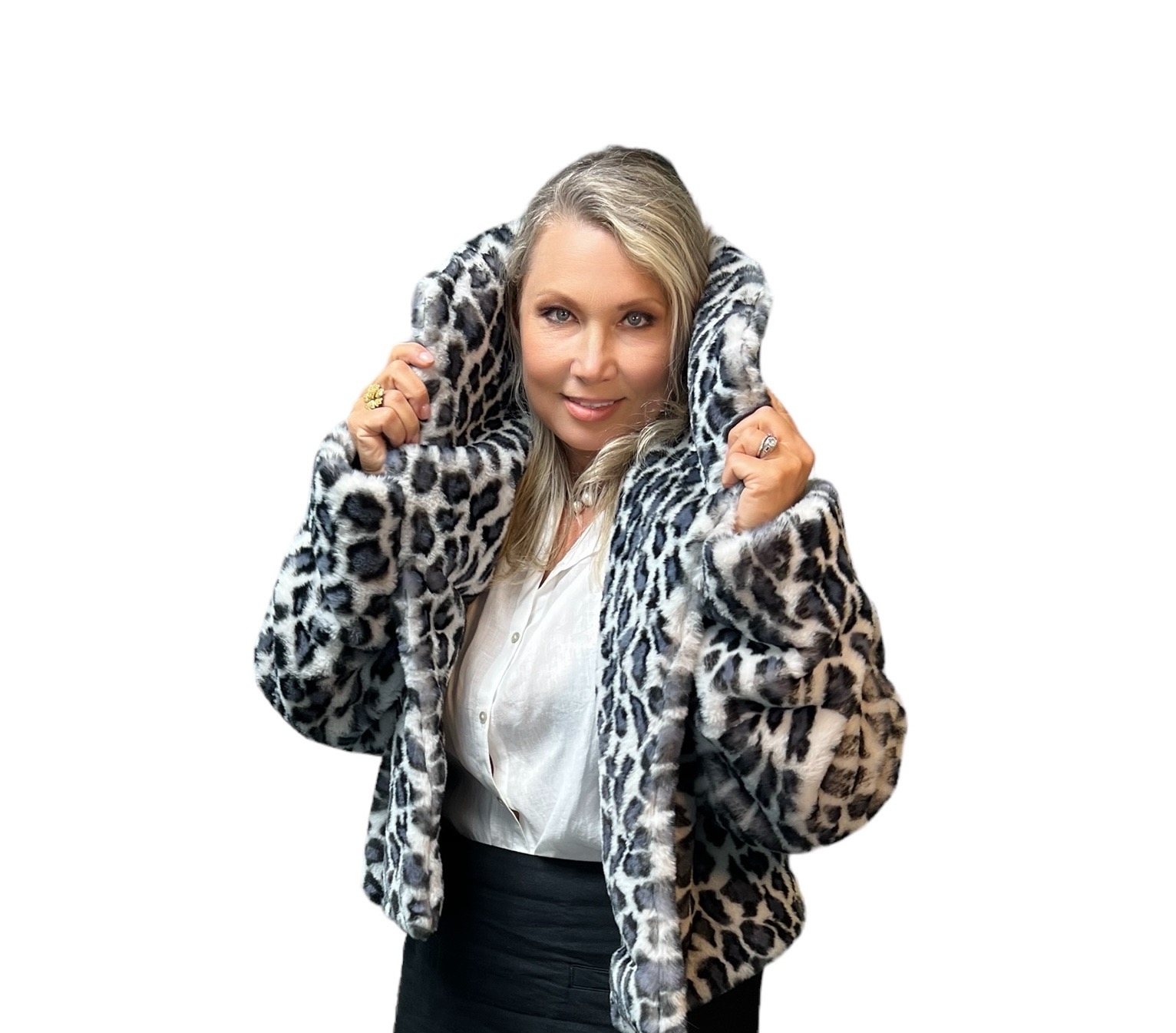 Leopard Faux Fur Cropped Jacket