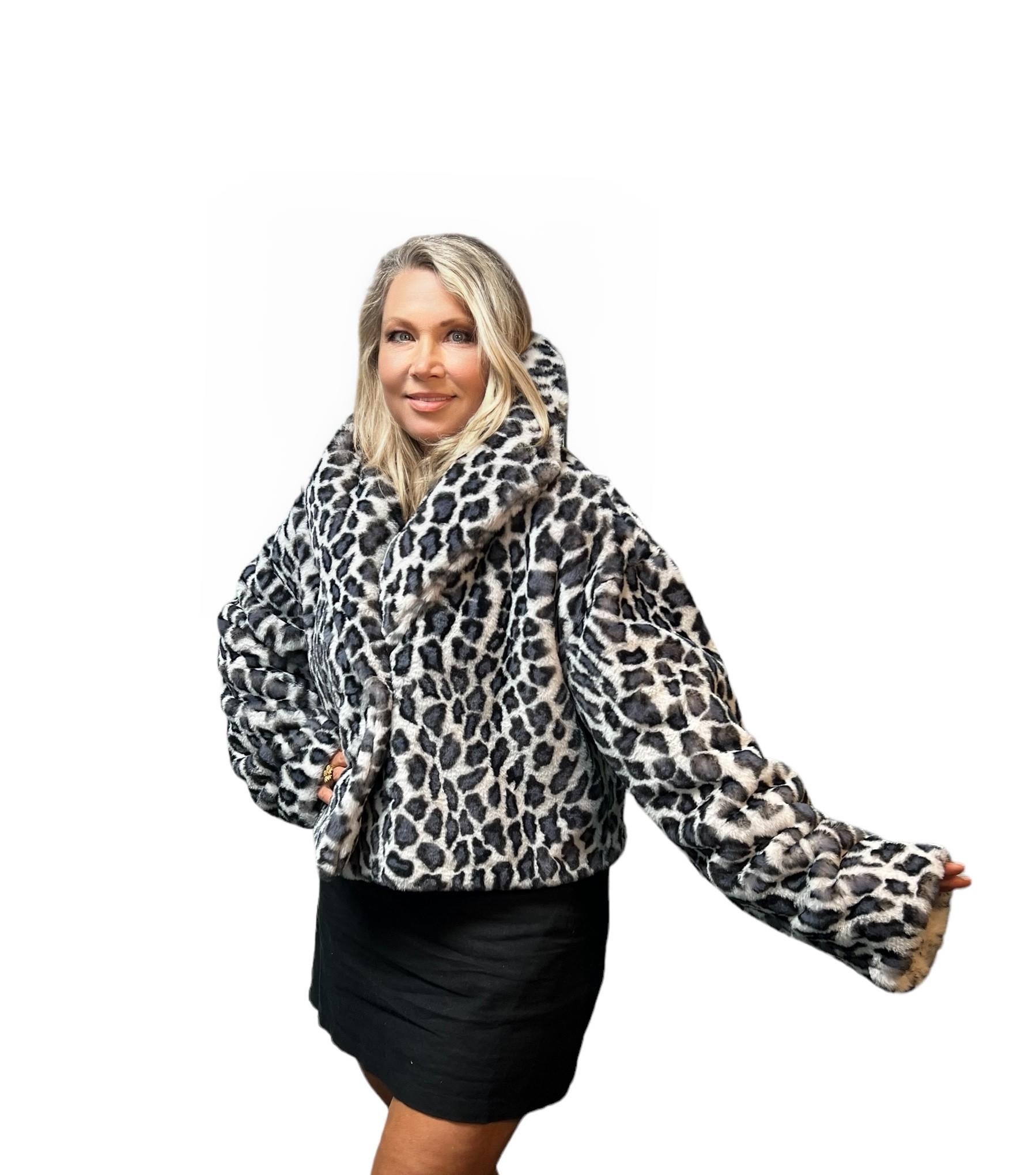 Leopard Faux Fur Cropped Jacket