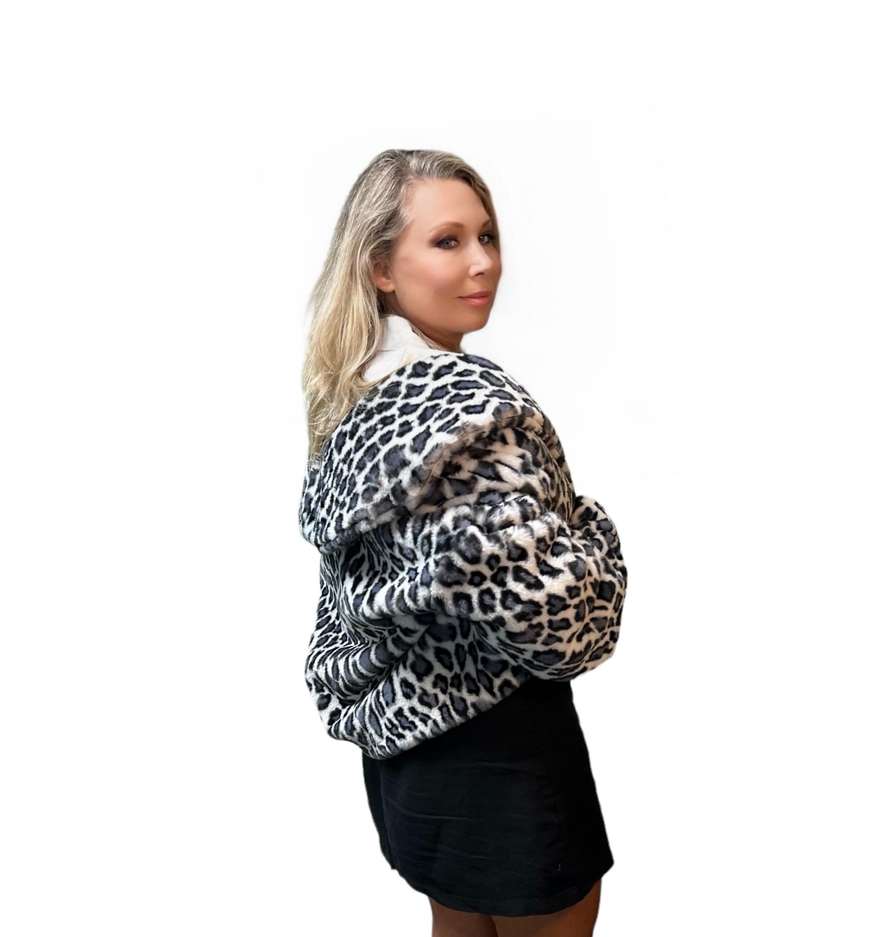 Leopard Faux Fur Cropped Jacket