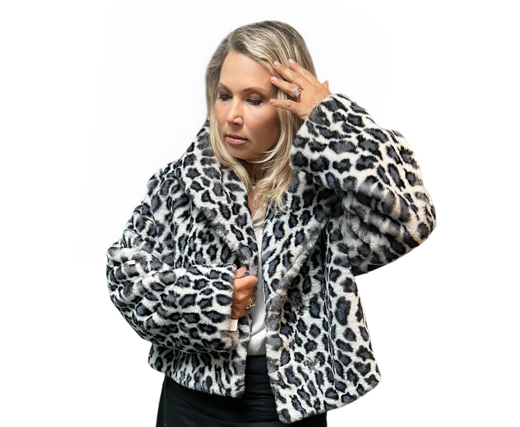 Leopard Faux Fur Cropped Jacket