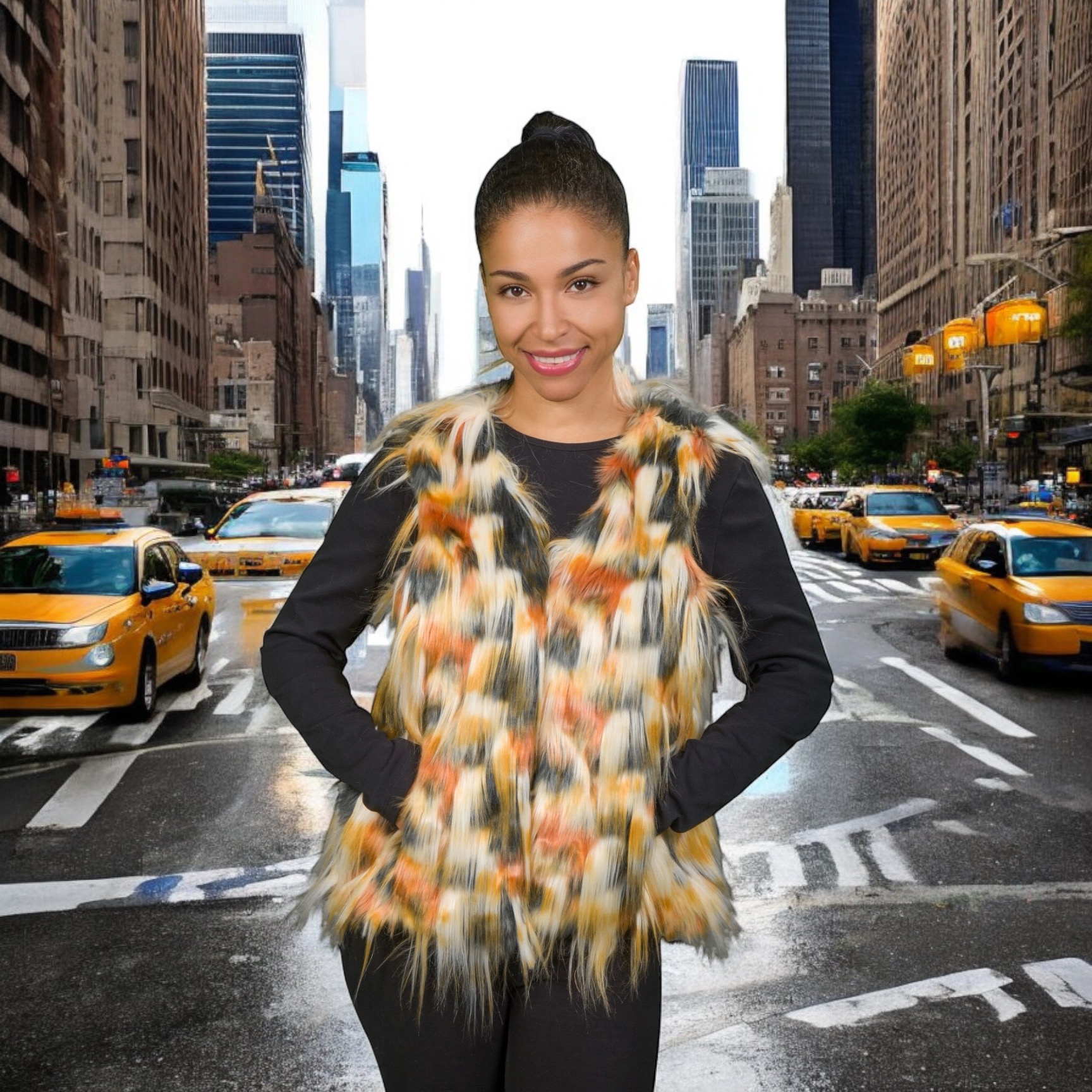 Multicolor Faux Fur Vest