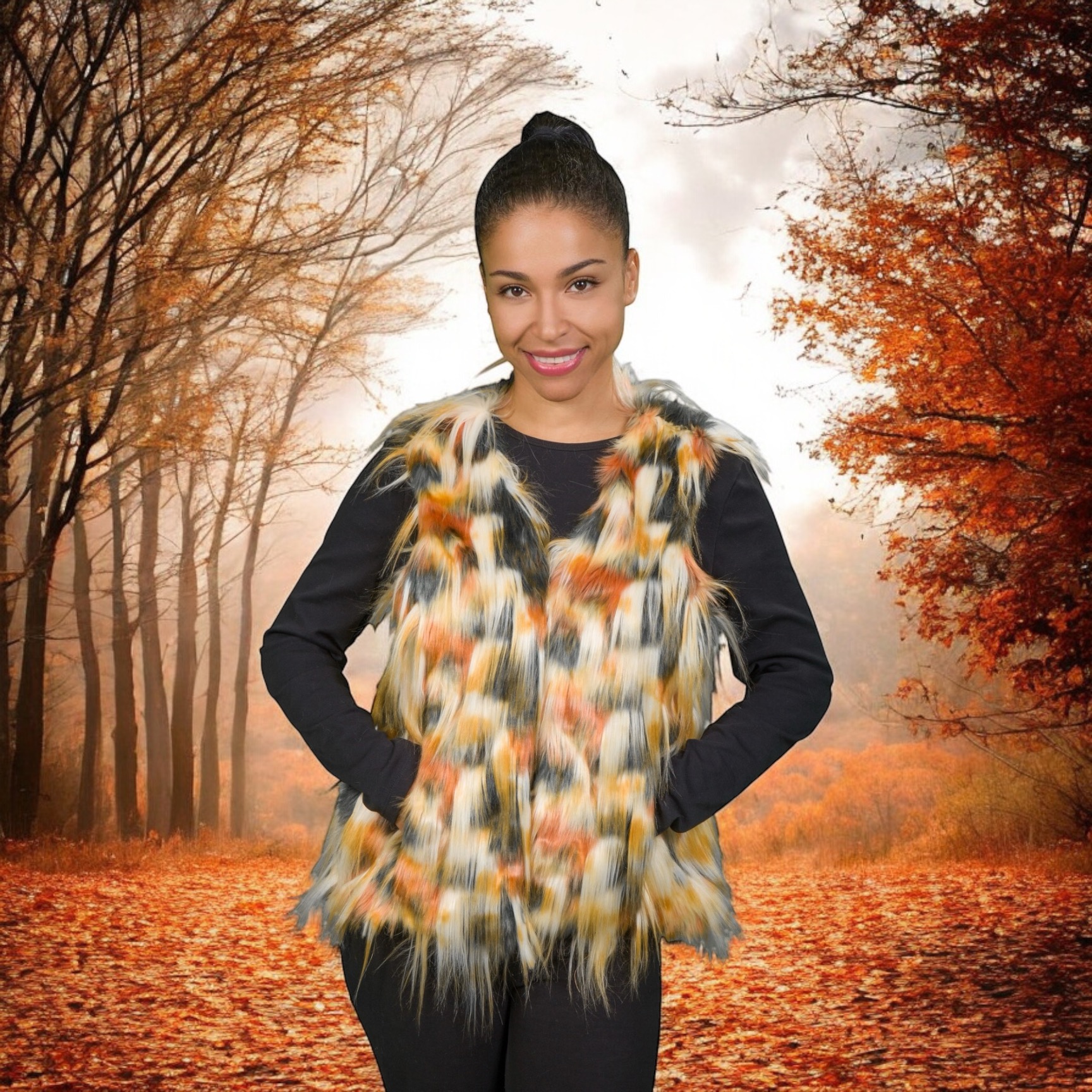 Multicolor Faux Fur Vest