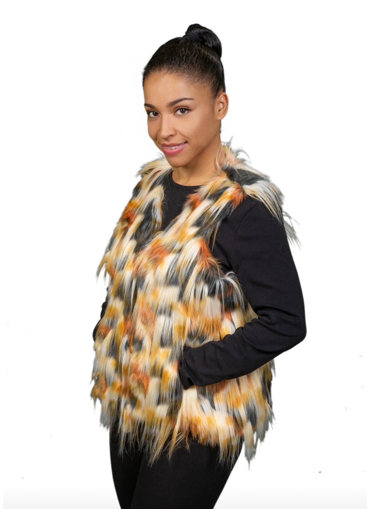 Multicolor Faux Fur Vest