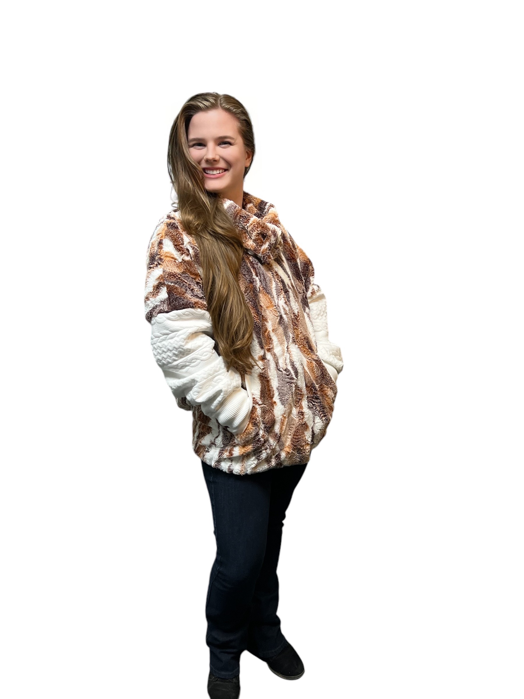 Multicolor Shearling Faux Fur Jacket