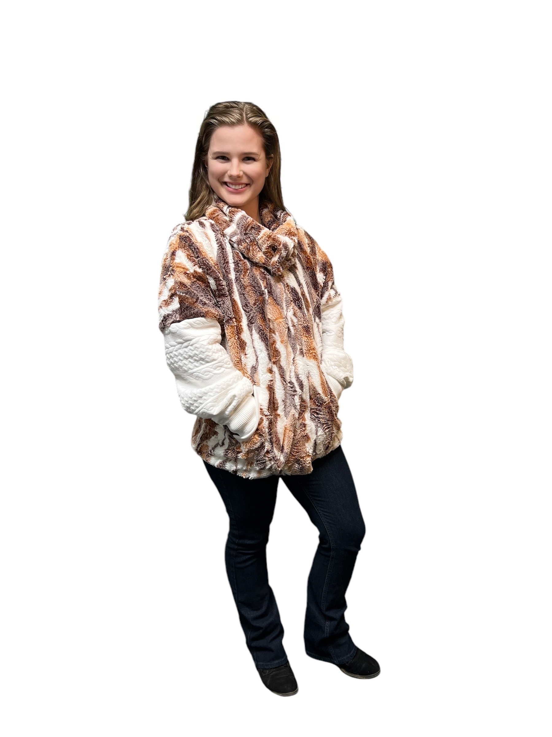 Multicolor Shearling Faux Fur Jacket