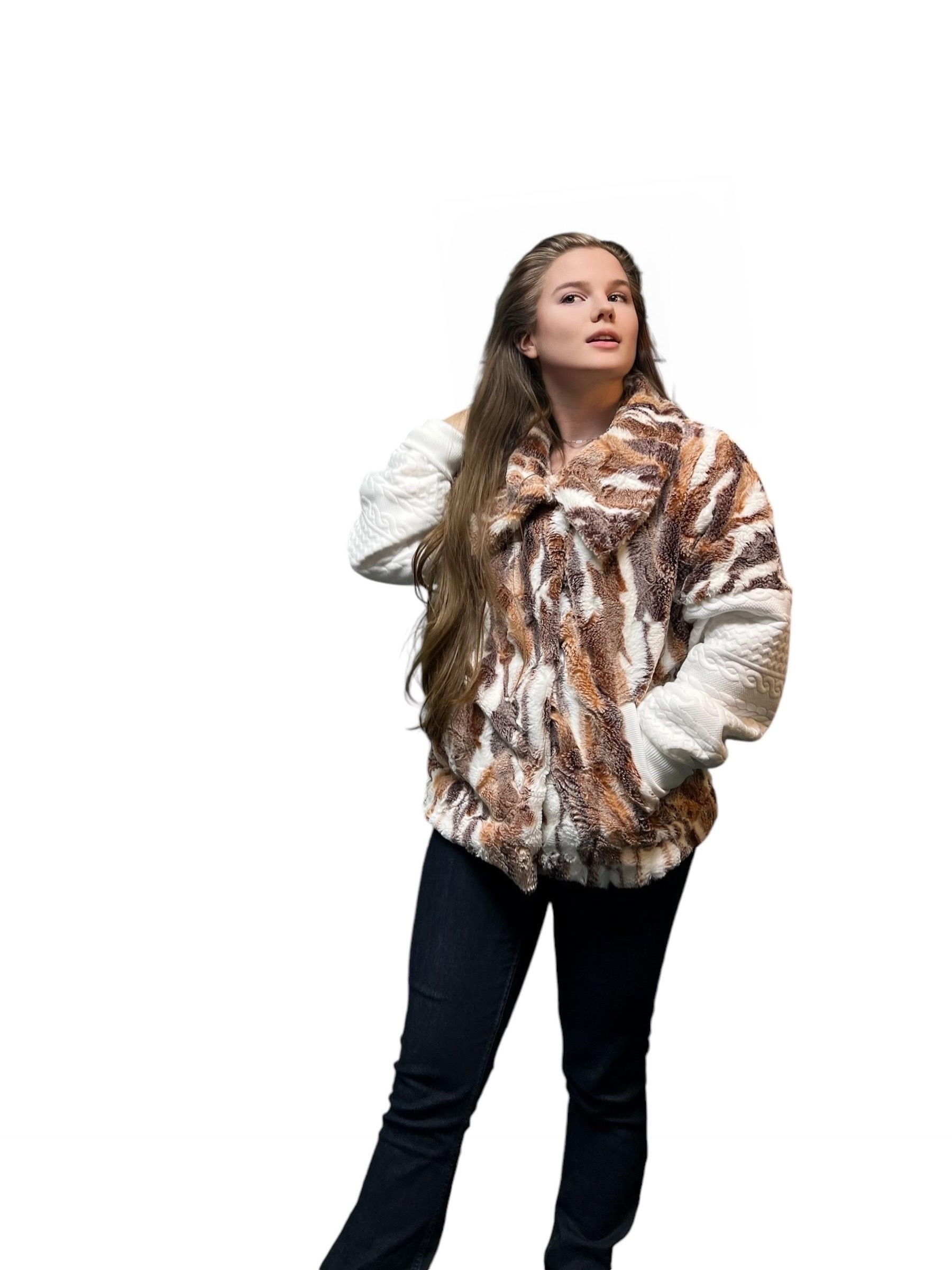 Multicolor Shearling Faux Fur Jacket