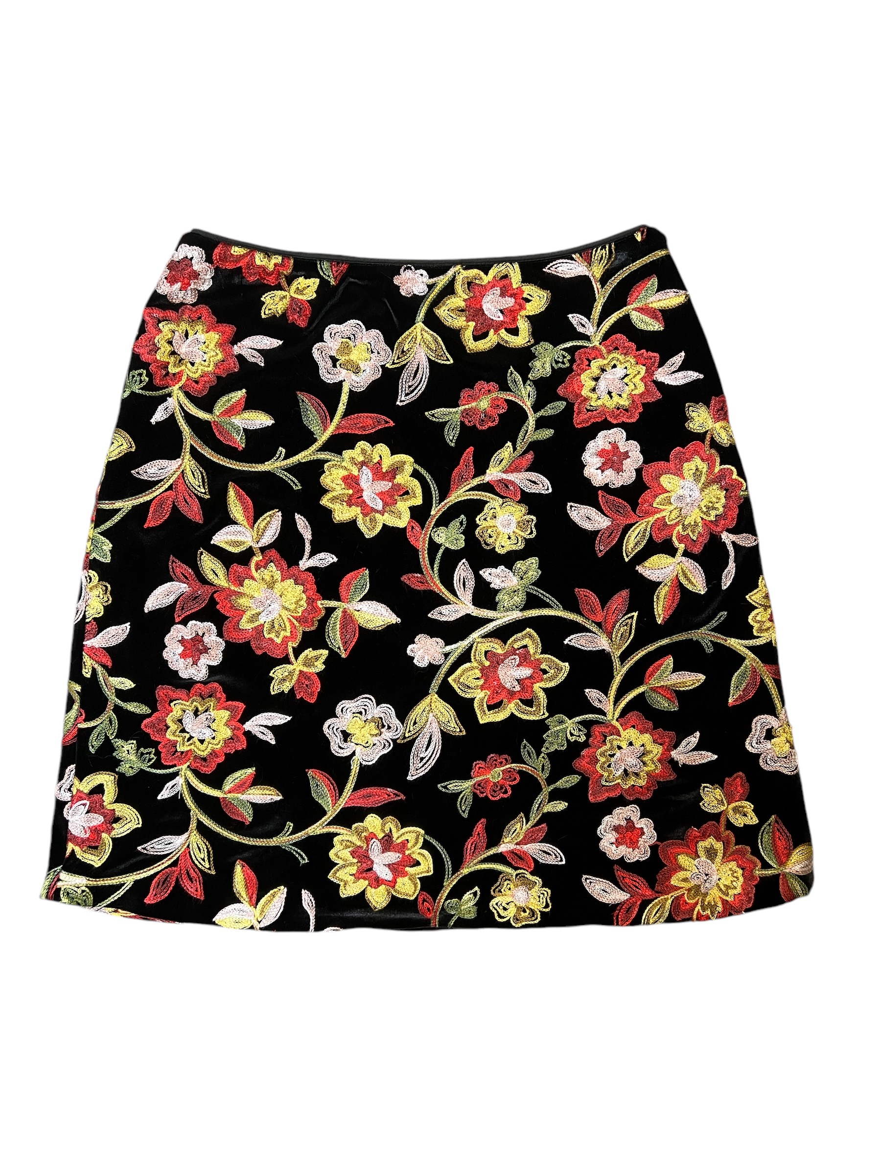 Embroidered Velvet Skirt