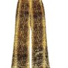 Golden Brown Snake Print Stretch Velvet Pants