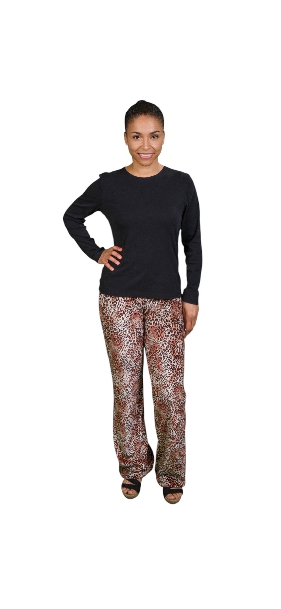 Leopard Print Stretch Velvet Pants