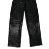 Black Stretch Velvet With Silver Trans Pants