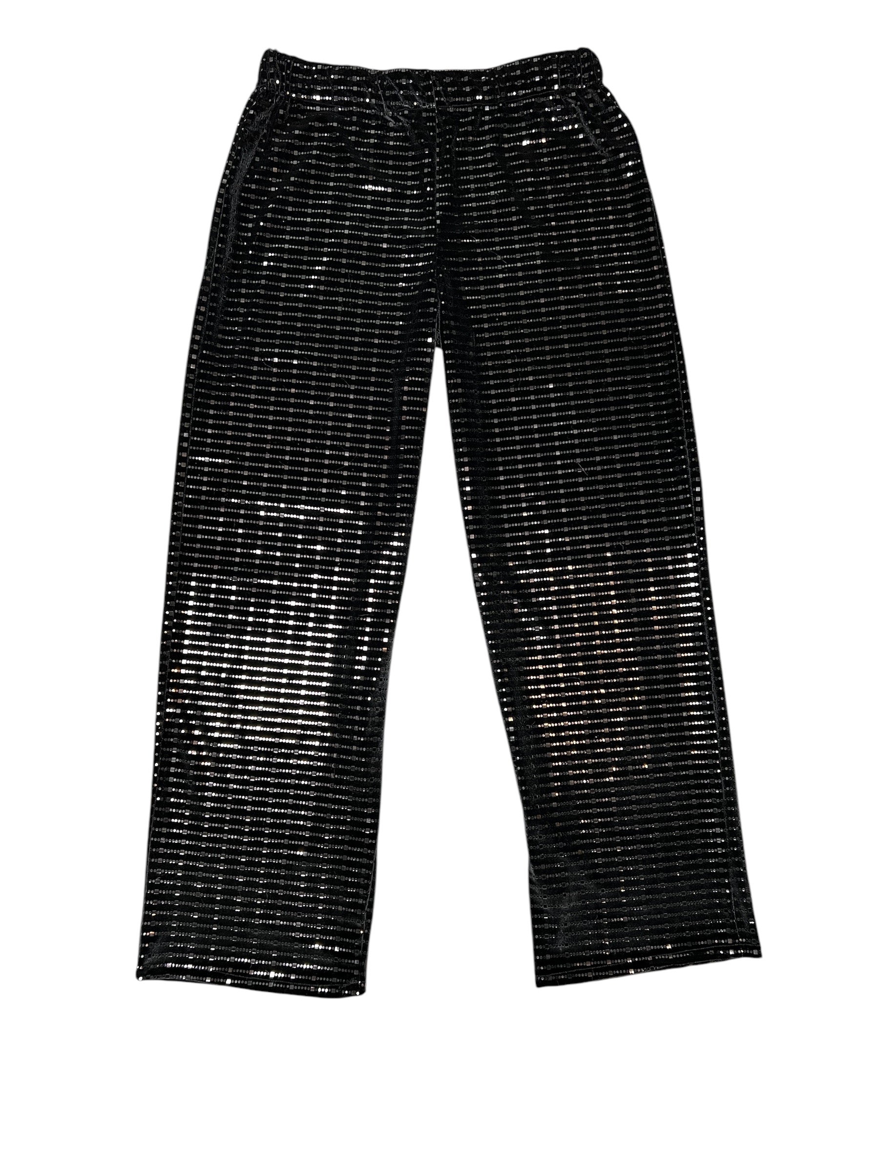 Black Stretch Velvet With Silver Trans Pants