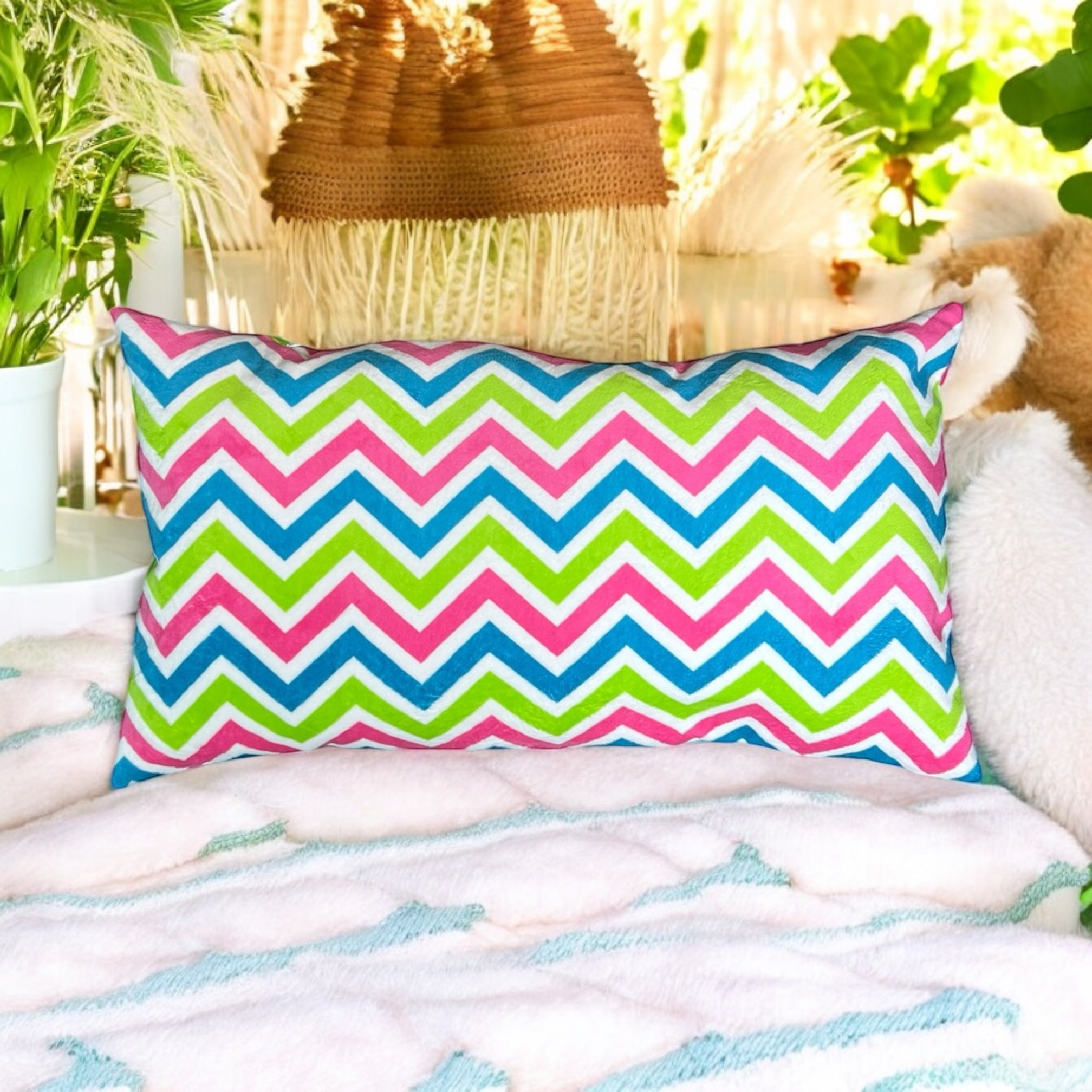 Multicolor Chevron Print Long  Pillow case.