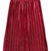 Pleated Velvet Red Skirt