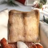 Gold Fox Tail Faux Fur Pillow Case.
