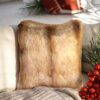 Gold Fox Tail Faux Fur Pillow Case.