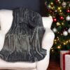 Embossed Grey Mink Faux Fur Blanket