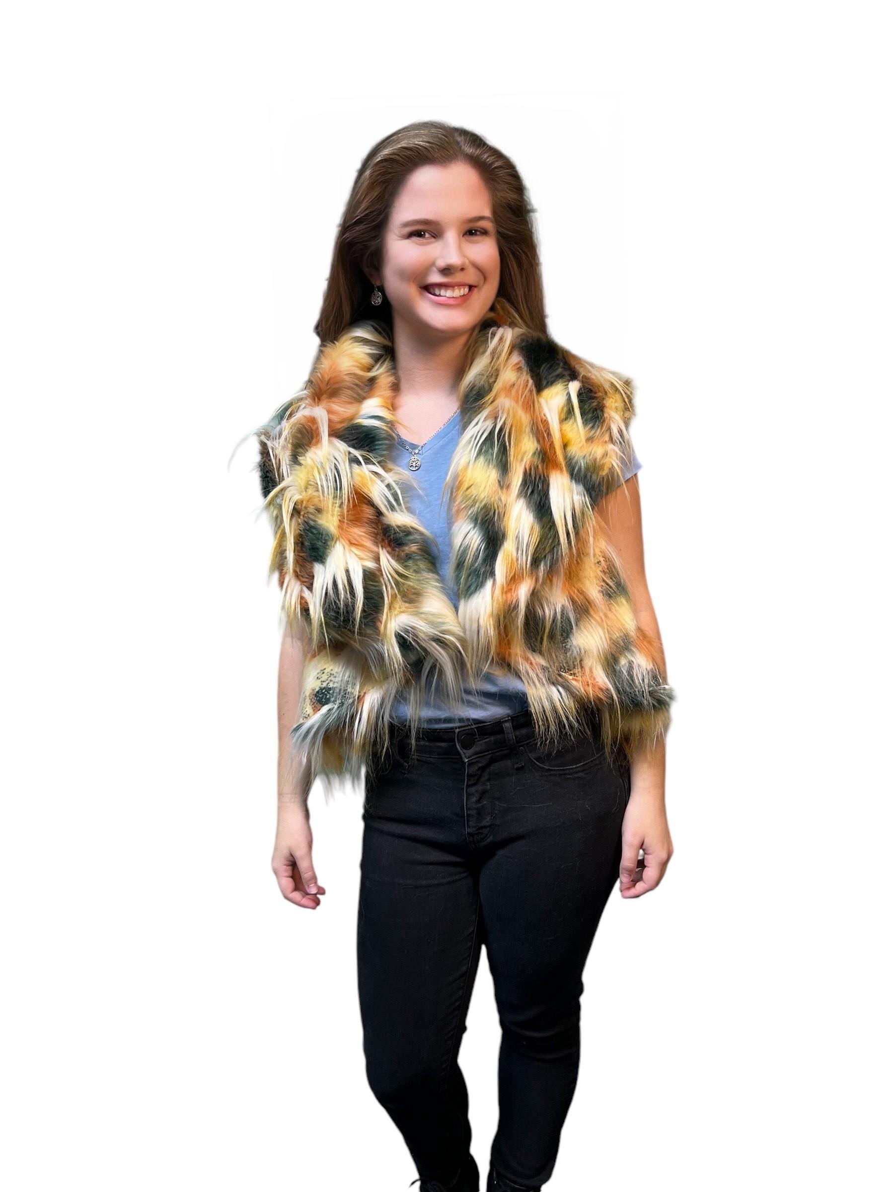 Reversible Multicolor Faux Fur Vest