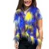 Bright Yellow, Blue and Purple Reversible Faux Fur Vest