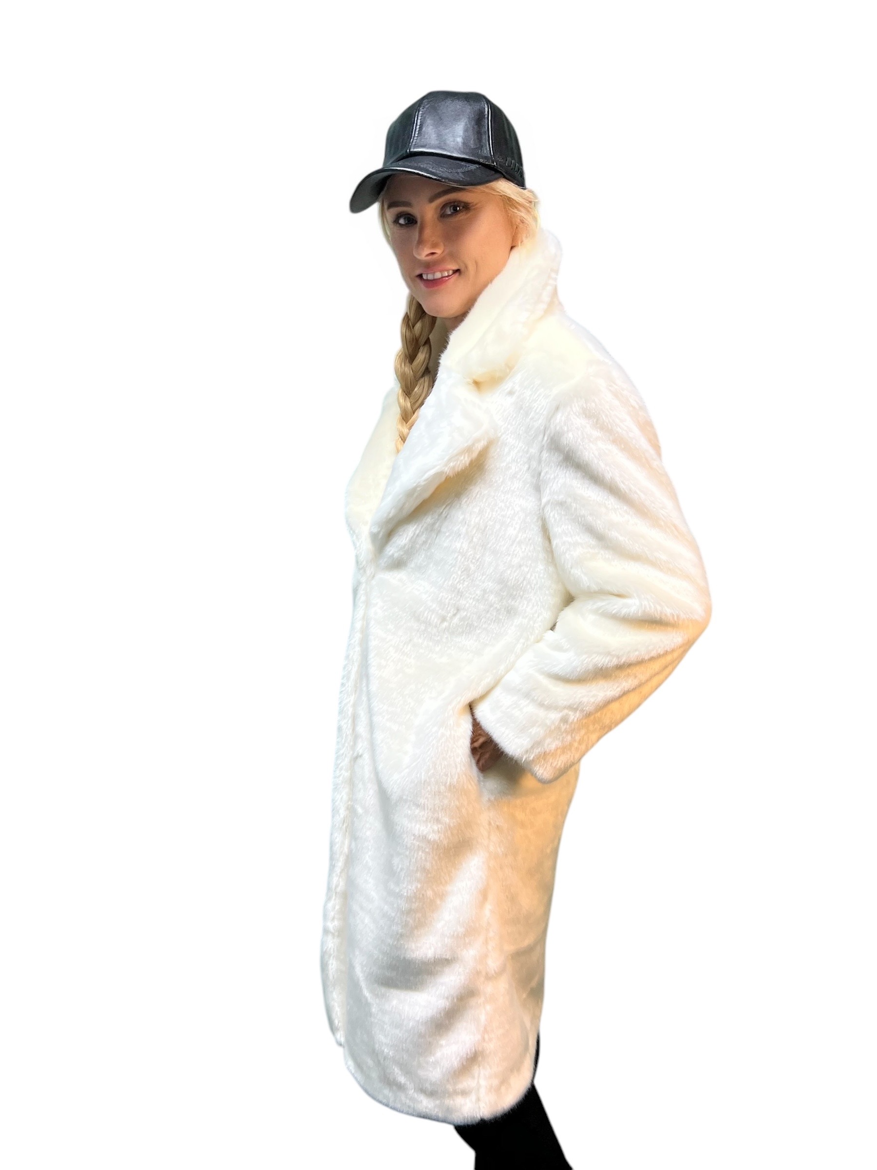 White Faux Fur Sable Coat