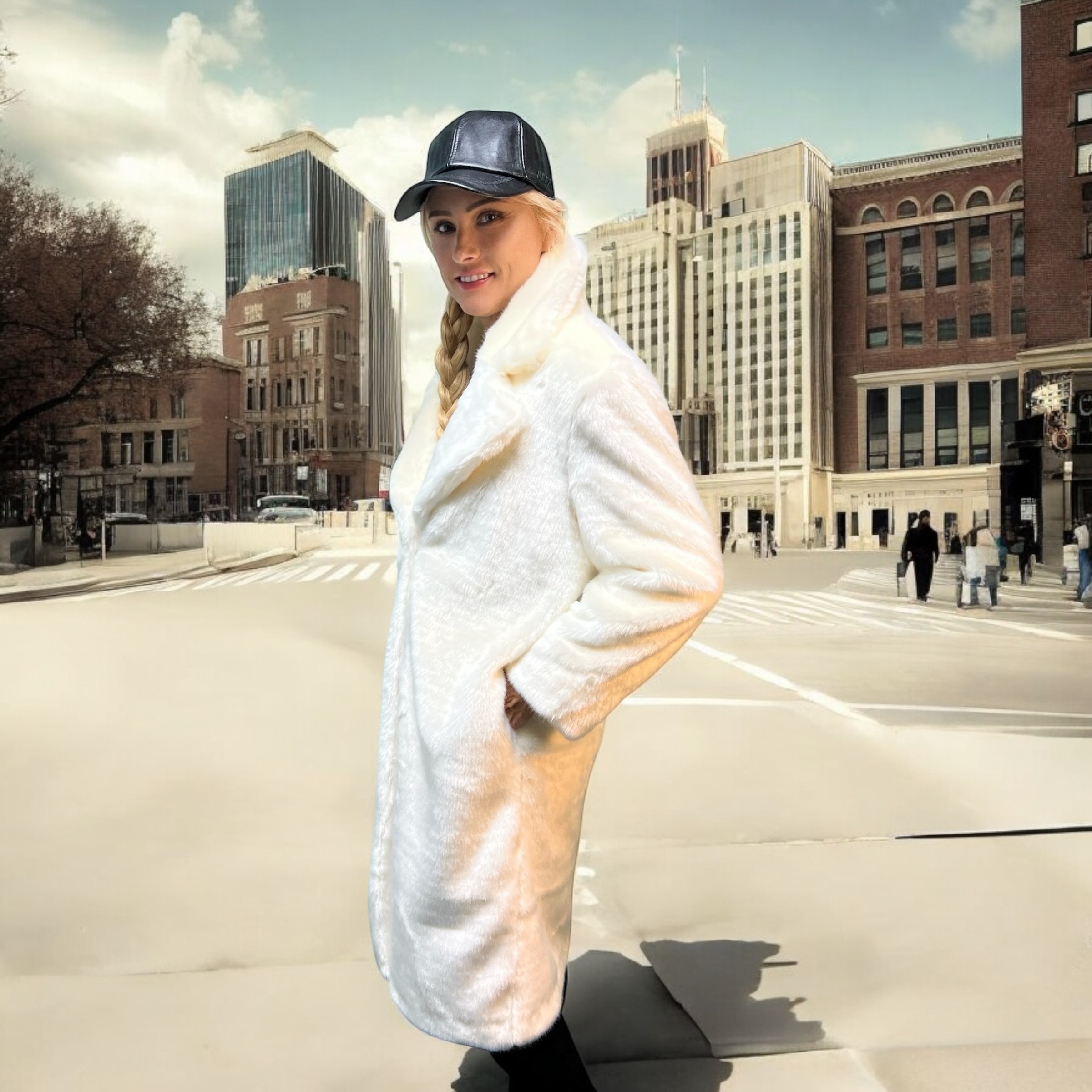 White Faux Fur Sable Coat