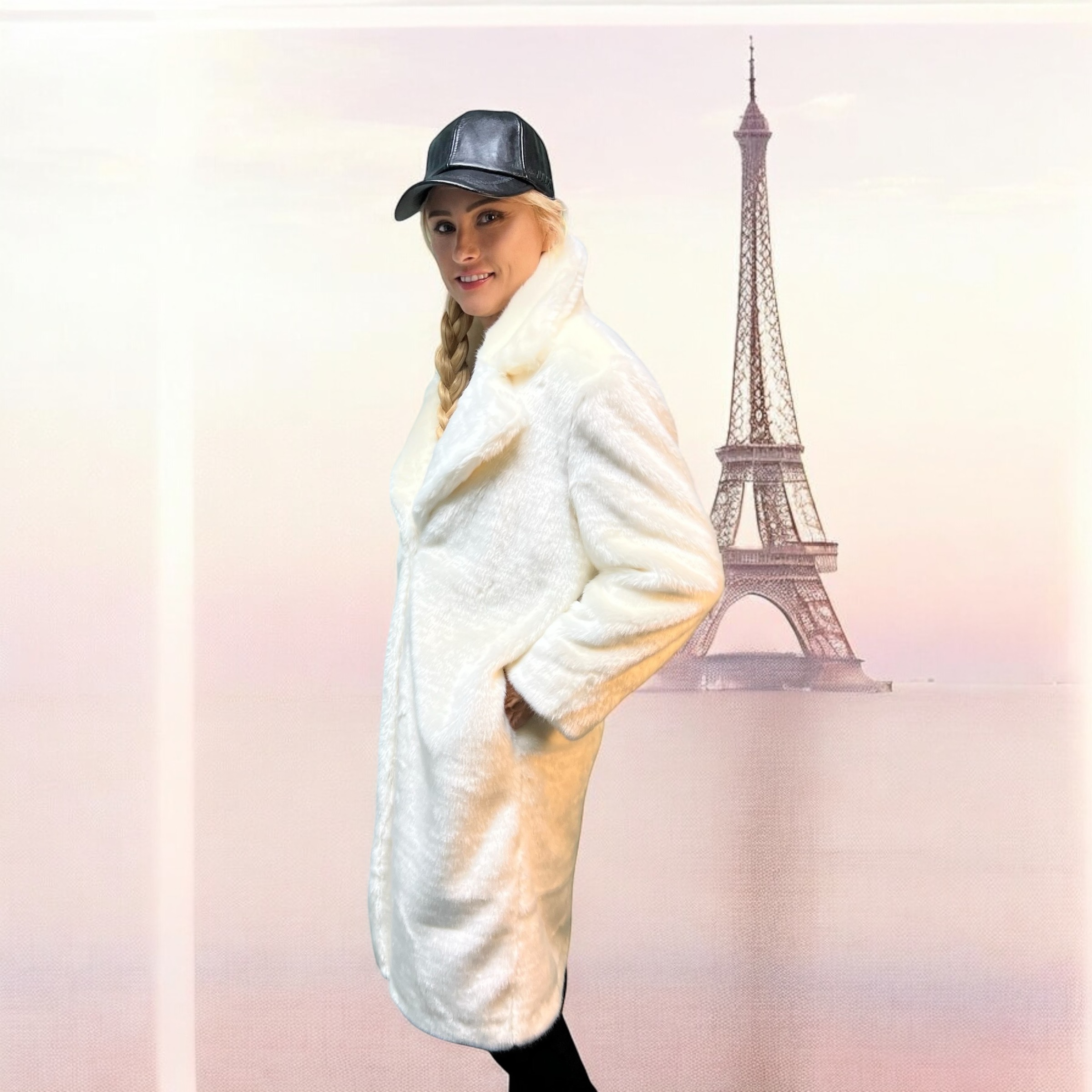 White Faux Fur Sable Coat