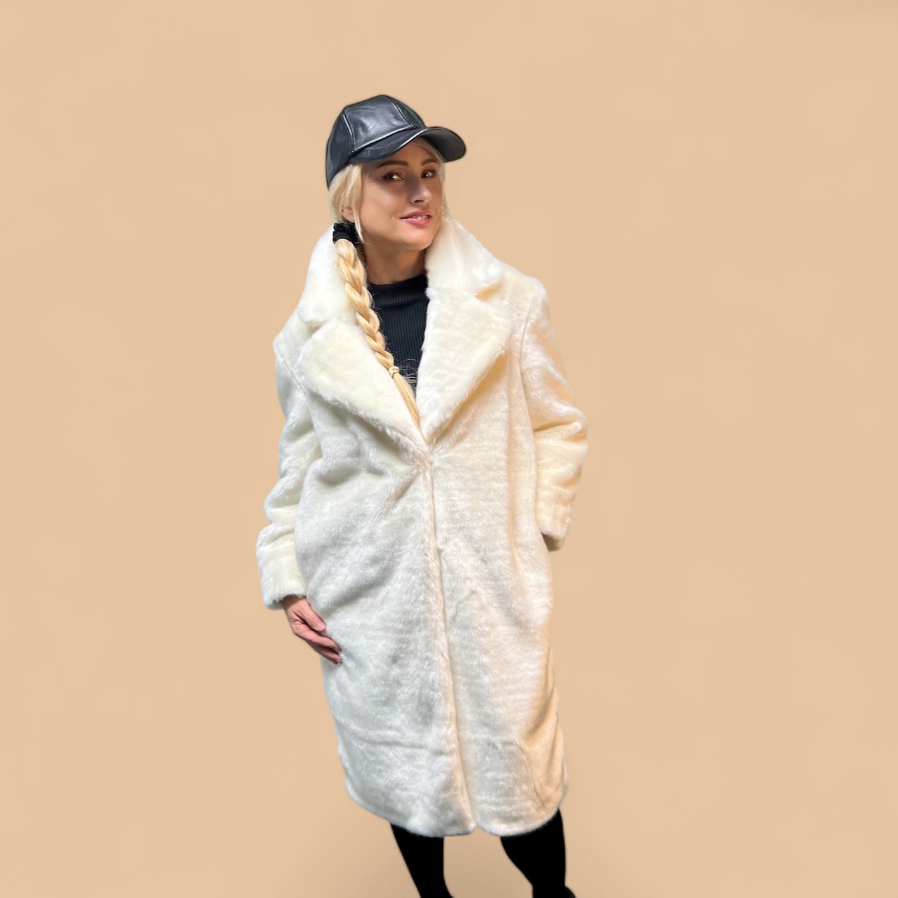 White Faux Fur Sable Coat